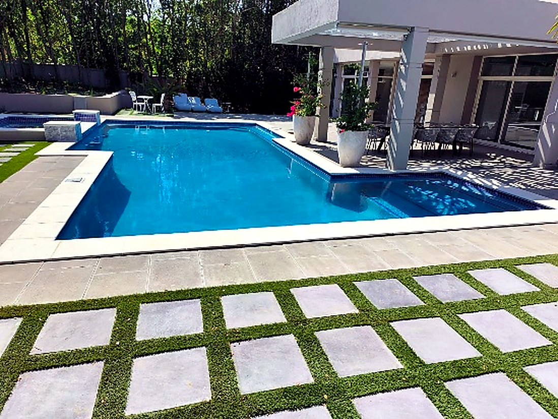 Fibreglass-lined swimming pool